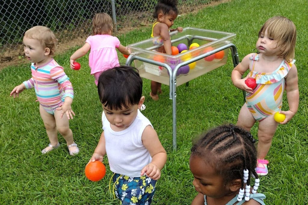 Active Toddlers Play On Natural Playgrounds